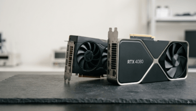 NVIDIA RTX 6090 vs AMD RX 9900 XT- Conceptual illustration comparing futuristic NVIDIA GeForce and AMD Radeon flagship graphics cards for high-end 4K gaming setups.